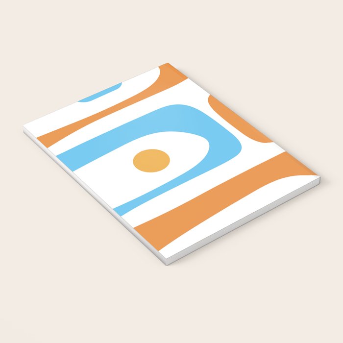 Mid Century Modern Abstract Piquet Blue Orange White Modernist Pattern Notebook Gallery Image 3