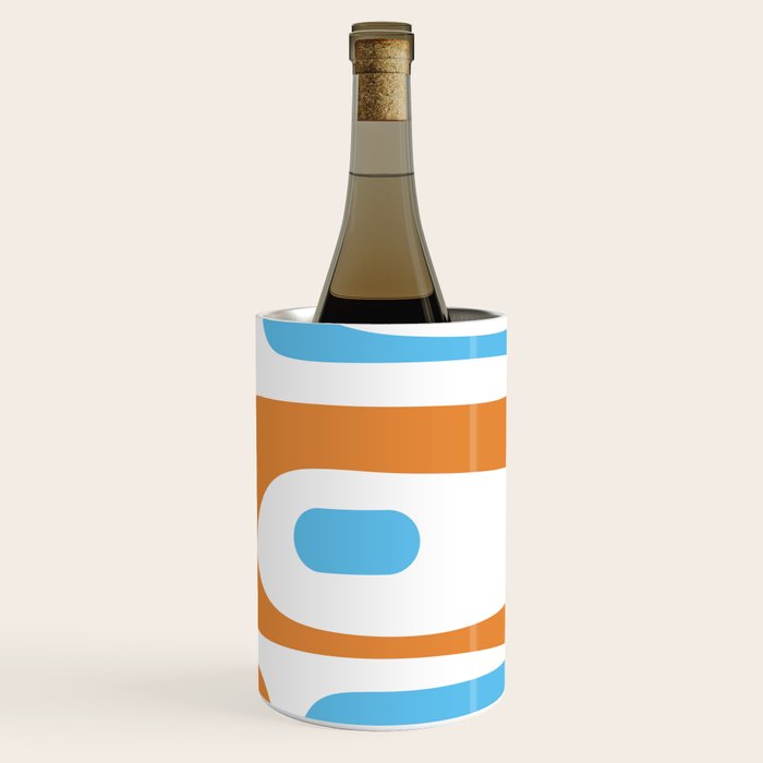 Mid Century Modern Abstract Piquet Blue Orange White Modernist Pattern Wine Chiller Gallery Image 3
