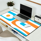 Mid Century Modern Abstract Piquet Blue Orange White Modernist Pattern Desk Mat Gallery Image 2