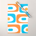 Mid Century Modern Abstract Piquet Blue Orange White Modernist Pattern Wrapping Paper Gallery Image 1