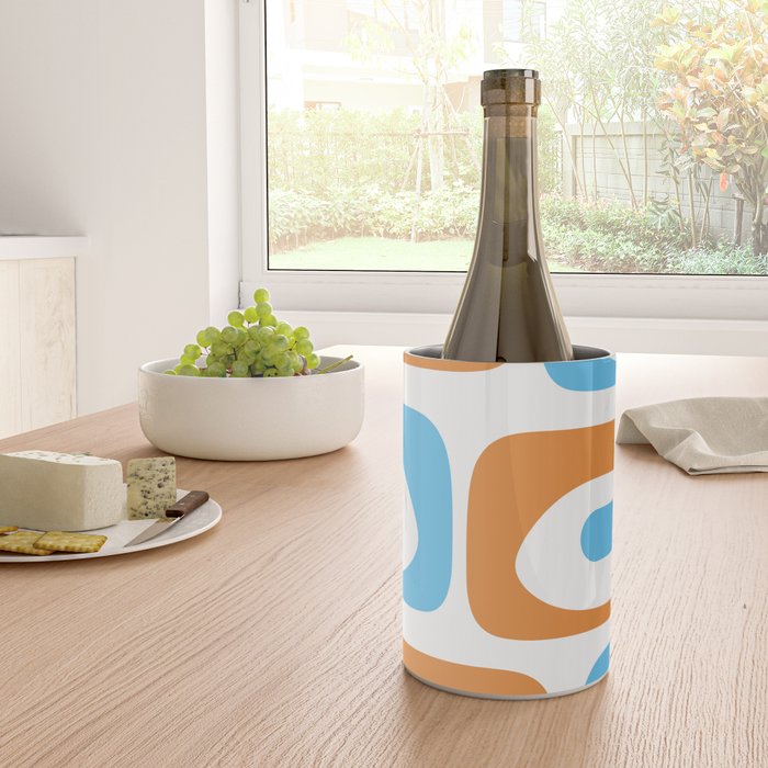 Mid Century Modern Abstract Piquet Blue Orange White Modernist Pattern Wine Chiller Gallery Image 4