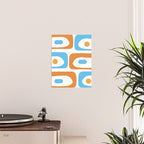 Mid Century Modern Abstract Piquet Blue Orange White Modernist Pattern Poster Gallery Image 2