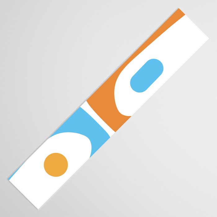 Mid Century Modern Abstract Piquet Blue Orange White Modernist Pattern Table Runner Gallery Image 3