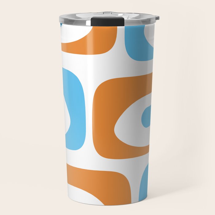 Mid Century Modern Abstract Piquet Blue Orange White Modernist Pattern Travel Mug Gallery Image 1