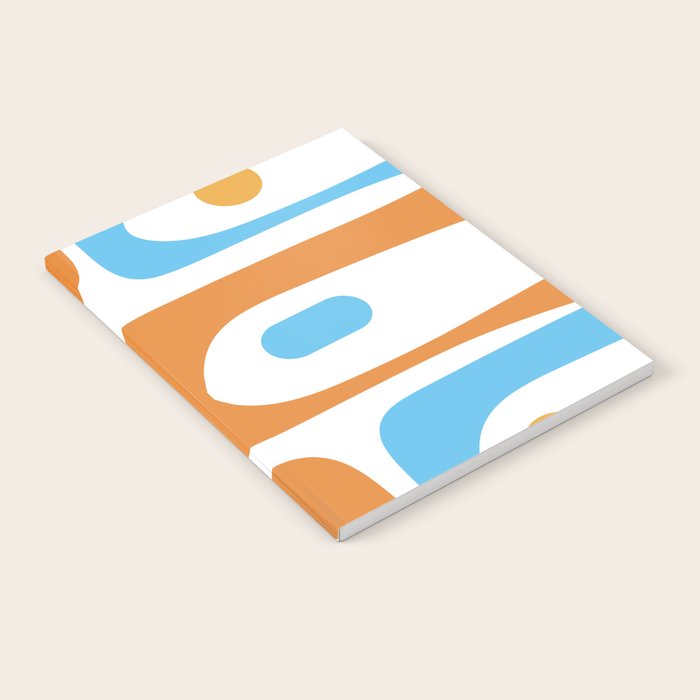 Mid Century Modern Abstract Piquet Blue Orange White Modernist Pattern Notebook Gallery Image 2