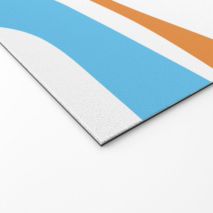 Mid Century Modern Abstract Piquet Blue Orange White Modernist Pattern Welcome Mat Gallery Image 2