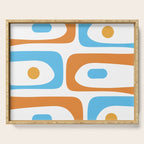 Mid Century Modern Abstract Piquet Blue Orange White Modernist Pattern Serving Tray Gallery Image 1