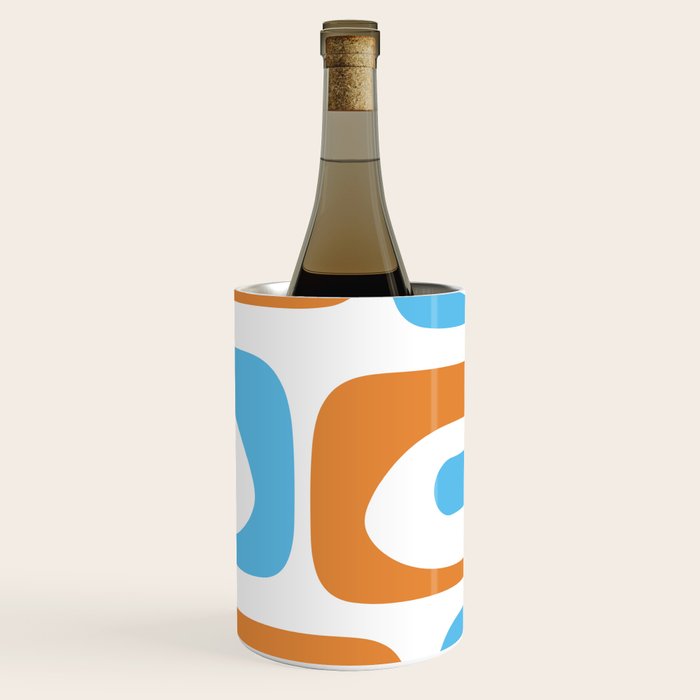 Mid Century Modern Abstract Piquet Blue Orange White Modernist Pattern Wine Chiller Gallery Image 1