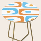 Mid Century Modern Abstract Piquet Blue Orange White Modernist Pattern Side Table Gallery Image 2