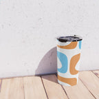 Mid Century Modern Abstract Piquet Blue Orange White Modernist Pattern Travel Mug Gallery Image 4