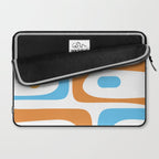 Mid Century Modern Abstract Piquet Blue Orange White Modernist Pattern Laptop Sleeve Gallery Image 2