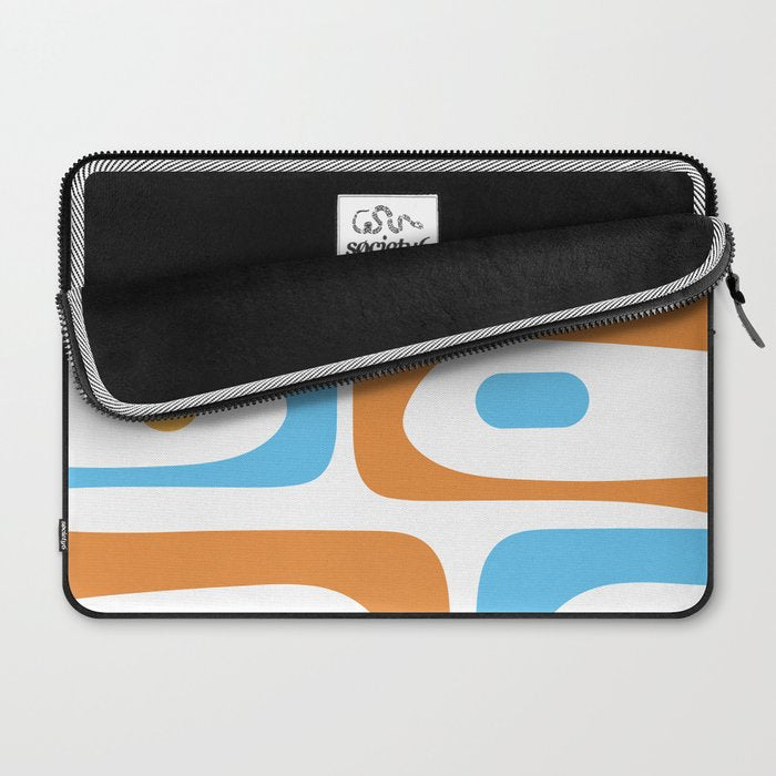 Mid Century Modern Abstract Piquet Blue Orange White Modernist Pattern Laptop Sleeve Gallery Image 2