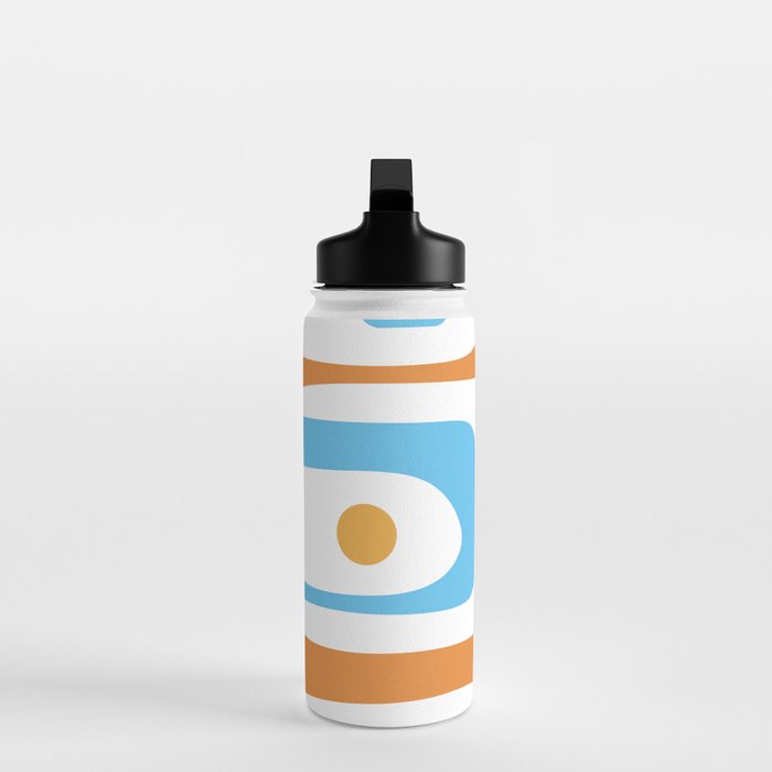 Mid Century Modern Abstract Piquet Blue Orange White Modernist Pattern Water Bottle Gallery Image 3