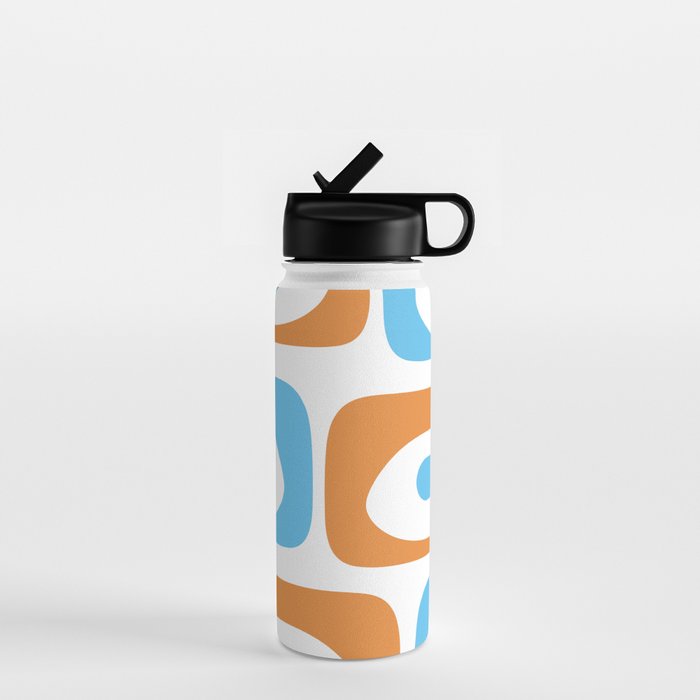 Mid Century Modern Abstract Piquet Blue Orange White Modernist Pattern Water Bottle Gallery Image 1