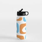 Mid Century Modern Abstract Piquet Blue Orange White Modernist Pattern Water Bottle Gallery Image 1
