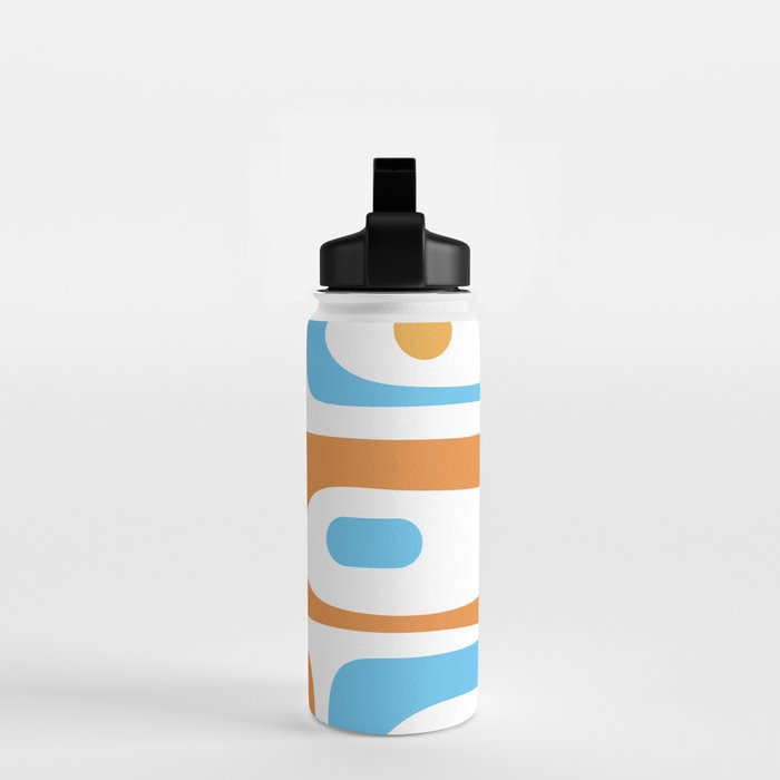 Mid Century Modern Abstract Piquet Blue Orange White Modernist Pattern Water Bottle Gallery Image 2