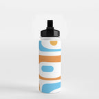 Mid Century Modern Abstract Piquet Blue Orange White Modernist Pattern Water Bottle Gallery Image 2