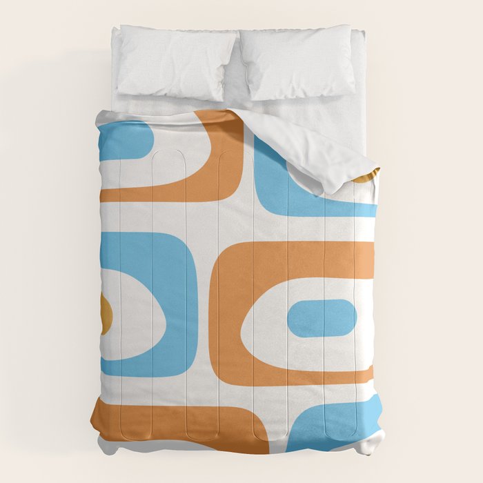 Mid Century Modern Abstract Piquet Blue Orange White Modernist Pattern Comforter Gallery Image 6