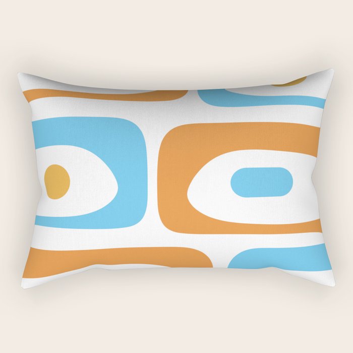 Mid Century Modern Abstract Piquet Blue Orange White Modernist Pattern Rectangular Pillow Gallery Image 1