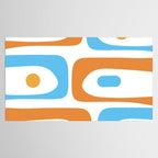 Mid Century Modern Abstract Piquet Blue Orange White Modernist Pattern Tablecloth Gallery Image 2