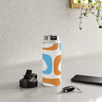 Mid Century Modern Abstract Piquet Blue Orange White Modernist Pattern Water Bottle Gallery Image 4