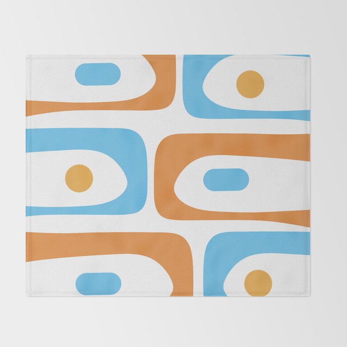 Mid Century Modern Abstract Piquet Blue Orange White Modernist Pattern Throw Blanket Gallery Image 2