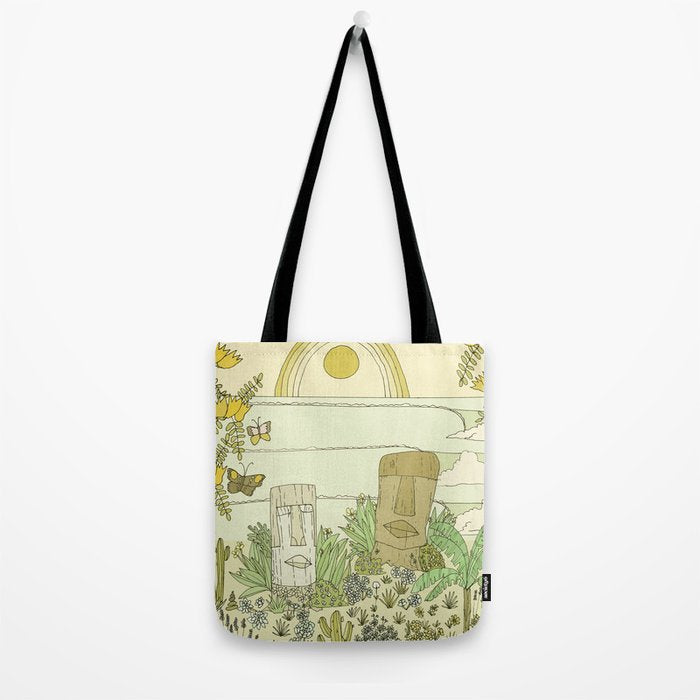 tiki gods send waves and peace swamis // retro surf art by surfy birdy Tote Bag Gallery Image 2