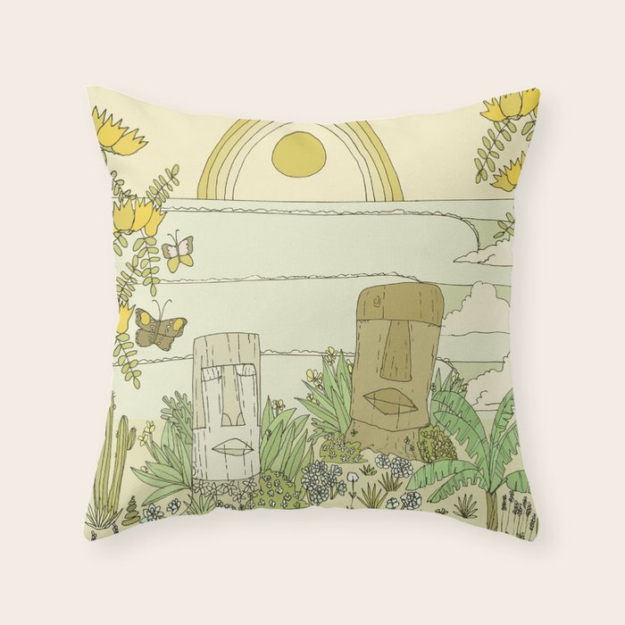 tiki gods send waves and peace swamis // retro surf art by surfy birdy Throw Pillow Gallery Image 6