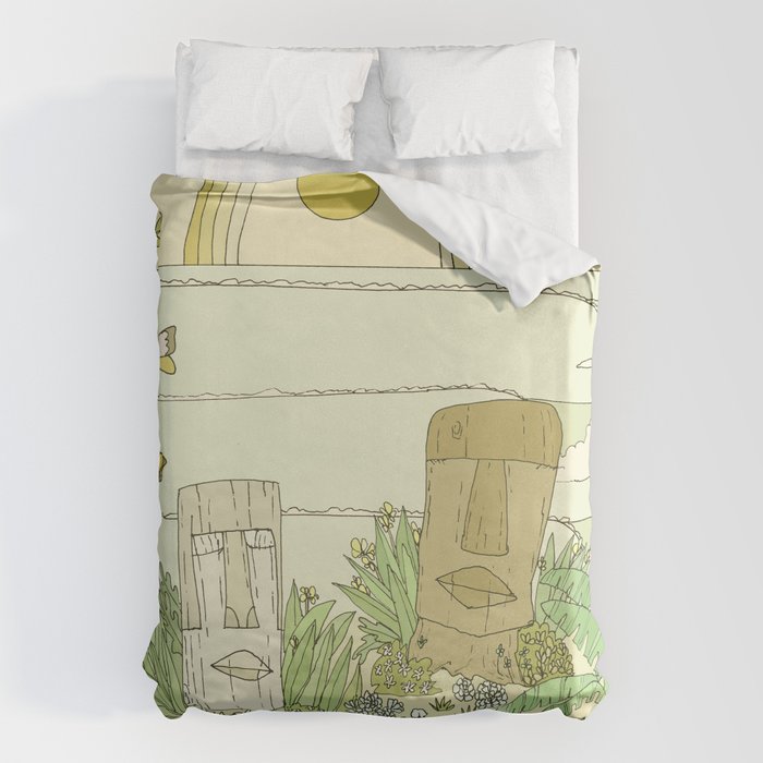tiki gods send waves and peace swamis // retro surf art by surfy birdy Duvet Cover Gallery Image 6