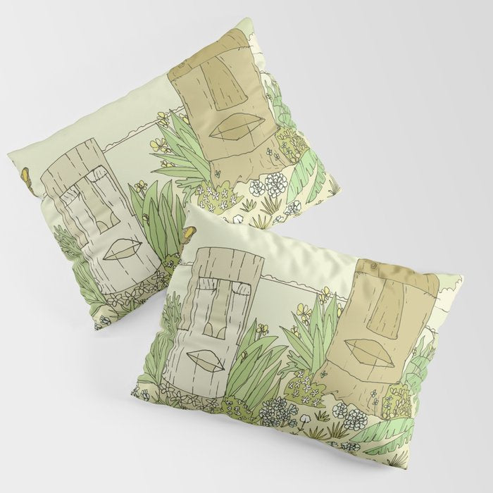 tiki gods send waves and peace swamis // retro surf art by surfy birdy Pillow Sham Gallery Image 1