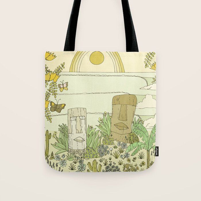 tiki gods send waves and peace swamis // retro surf art by surfy birdy Tote Bag Gallery Image 1