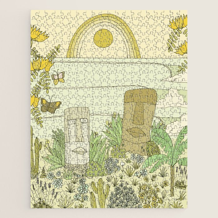 tiki gods send waves and peace swamis // retro surf art by surfy birdy Jigsaw Puzzle Gallery Image 1