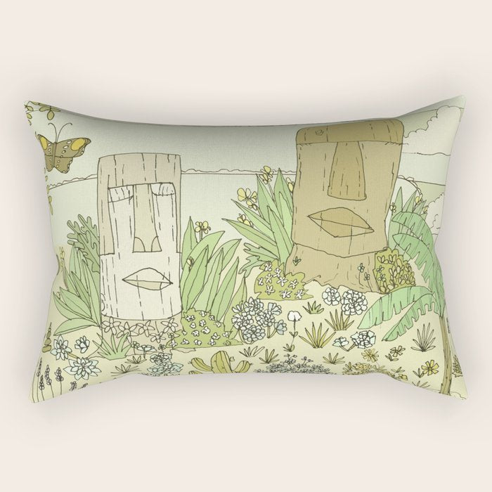 tiki gods send waves and peace swamis // retro surf art by surfy birdy Rectangular Pillow Gallery Image 2