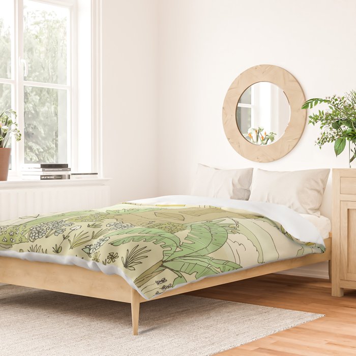 tiki gods send waves and peace swamis // retro surf art by surfy birdy Duvet Cover Gallery Image 2