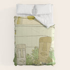tiki gods send waves and peace swamis // retro surf art by surfy birdy Comforter Gallery Image 6