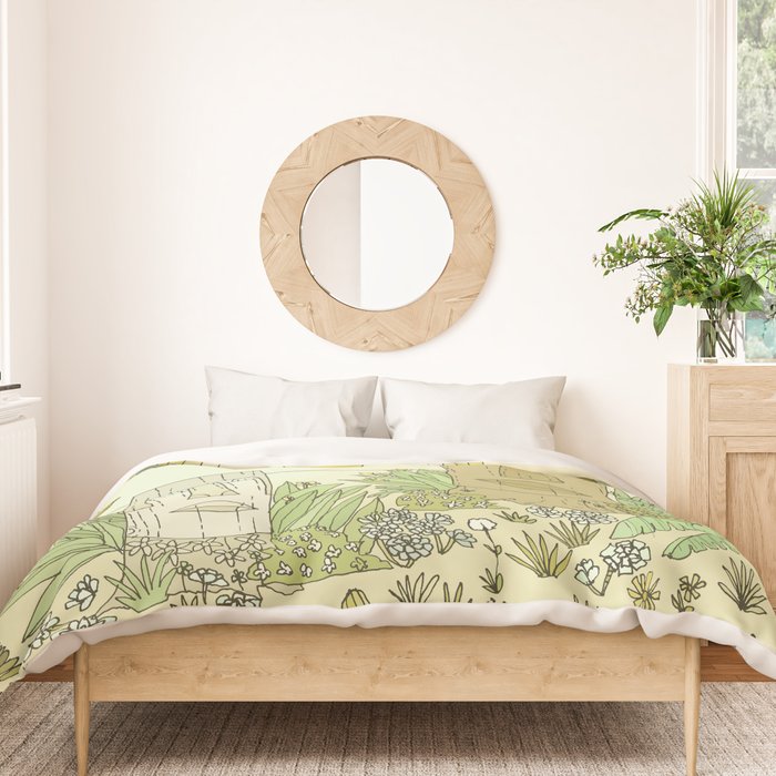 tiki gods send waves and peace swamis // retro surf art by surfy birdy Duvet Cover Gallery Image 3
