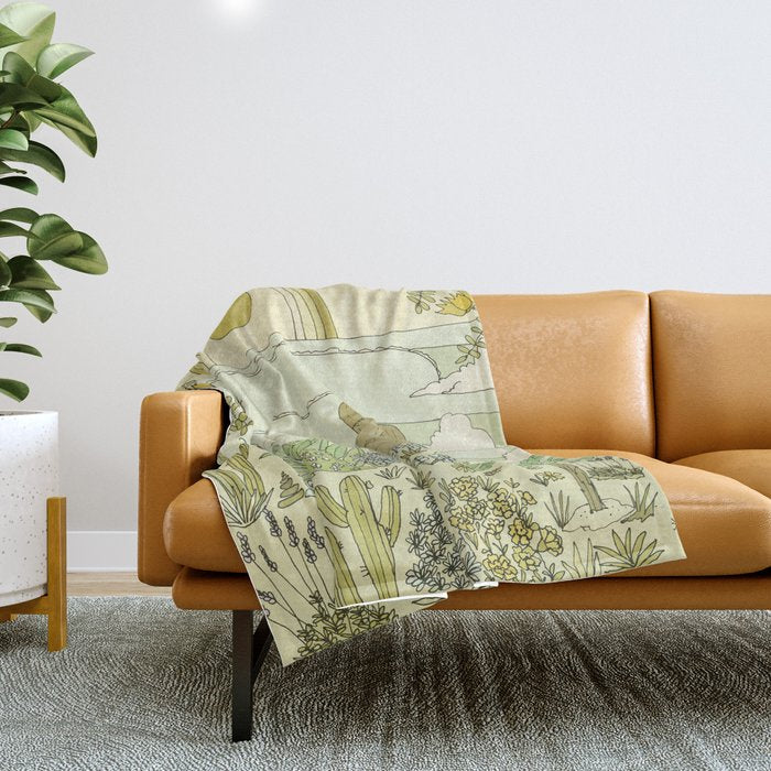 tiki gods send waves and peace swamis // retro surf art by surfy birdy Throw Blanket Gallery Image 1