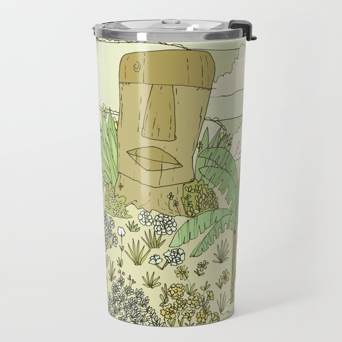 tiki gods send waves and peace swamis // retro surf art by surfy birdy Travel Mug Gallery Image 2
