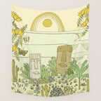 tiki gods send waves and peace swamis // retro surf art by surfy birdy Wall Tapestry Gallery Image 4