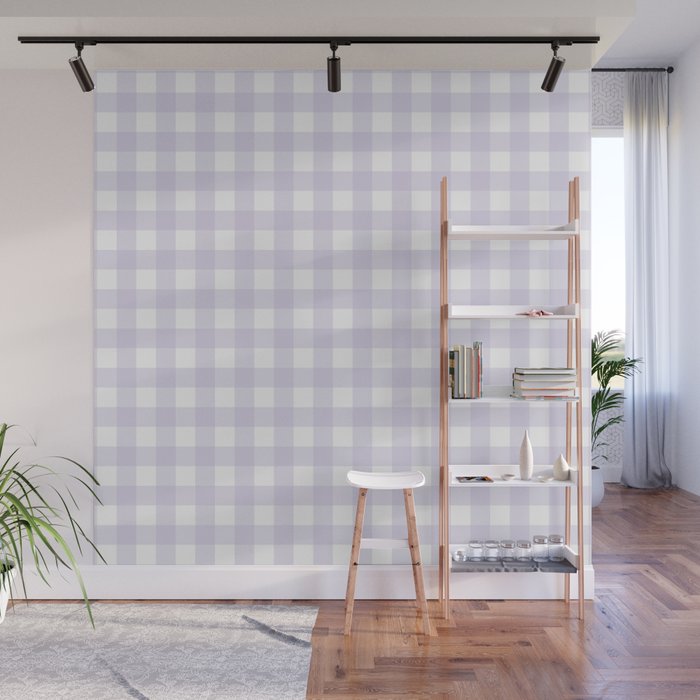 Lilac gingham pattern Wall Mural Gallery Image 1