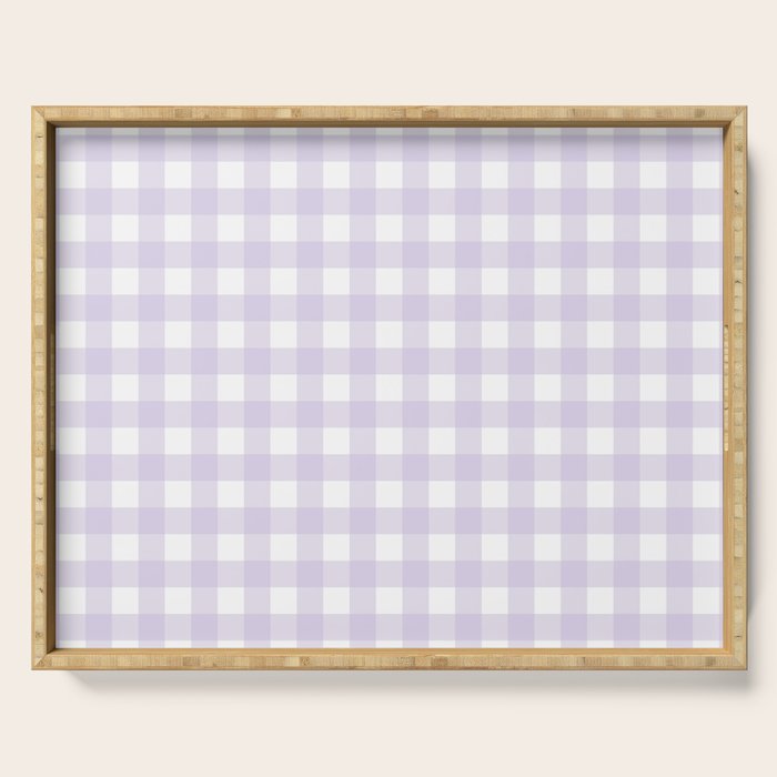 Lilac gingham pattern Serving Tray Gallery Image 1