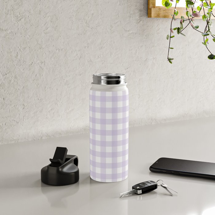 Lilac gingham pattern Water Bottle Gallery Image 4