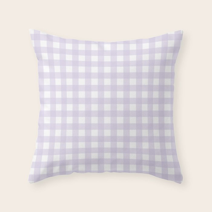 Lilac gingham pattern Throw Pillow Gallery Image 1