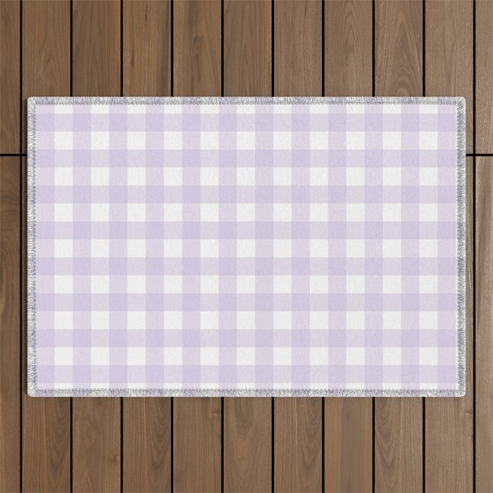 Lilac gingham pattern Outdoor Rug Gallery Image 1