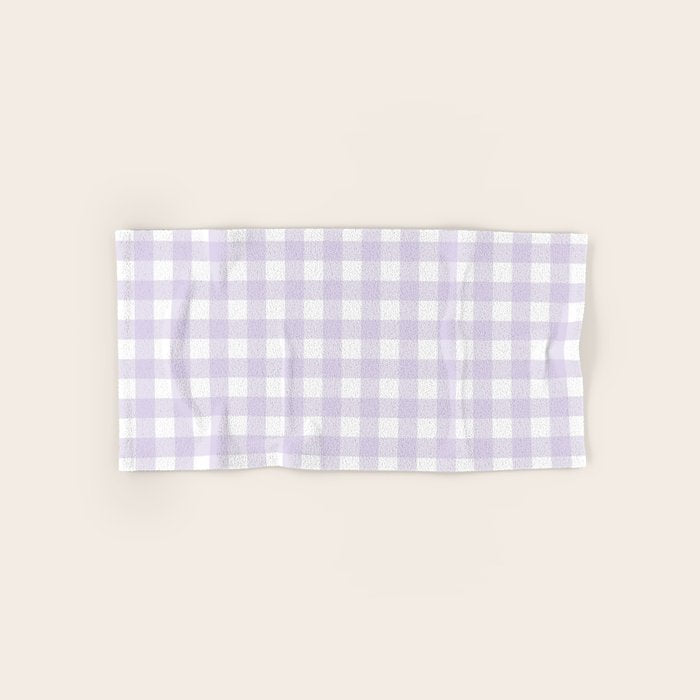 Lilac gingham pattern Bath Towel Gallery Image 1