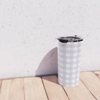 Lilac gingham pattern Travel Mug Gallery Image 4