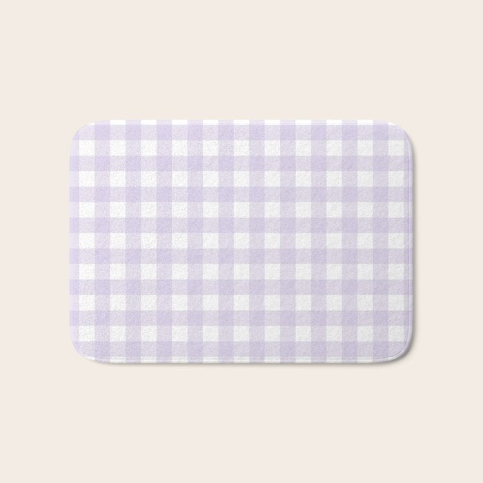Lilac gingham pattern Bath Mat Gallery Image 1
