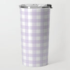 Lilac gingham pattern Travel Mug Gallery Image 2