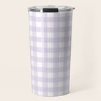 Lilac gingham pattern Travel Mug Gallery Image 1