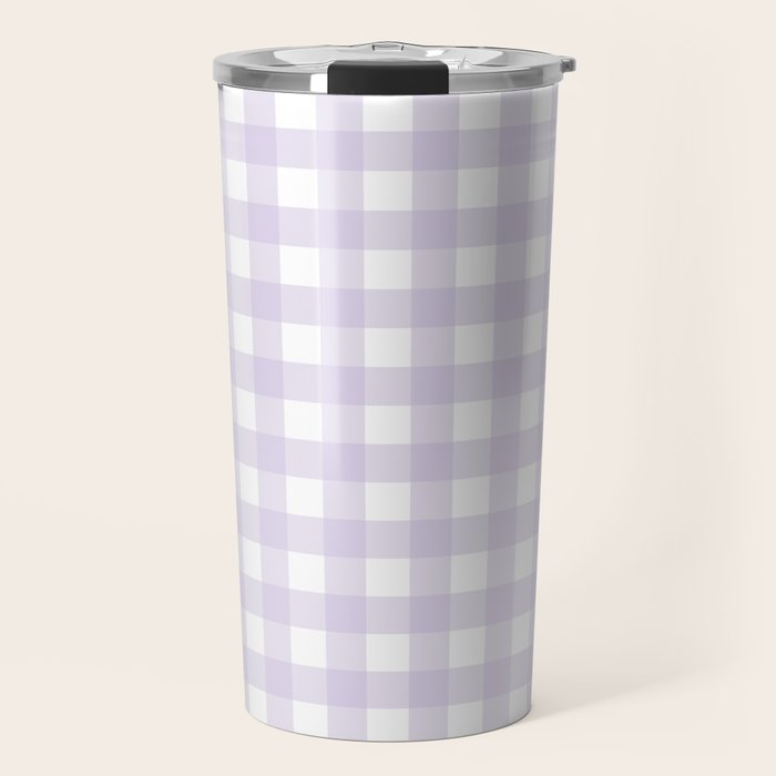 Lilac gingham pattern Travel Mug Gallery Image 1